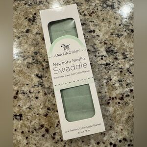 Amazing Baby Newborn Muslin Swaddle - Sage Green NWT